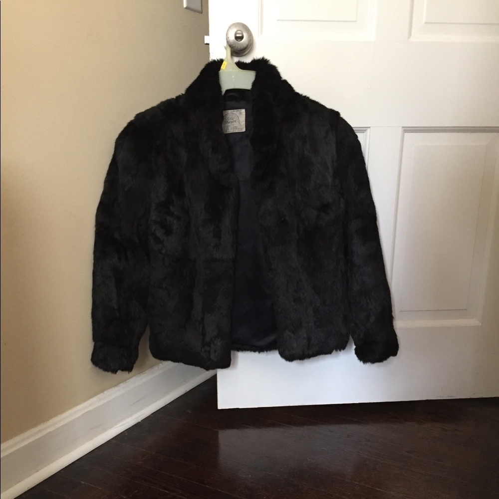 Chill Chasers Black Real Rabbit Fur Coat, Small